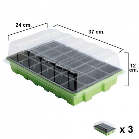 Semillero Germinación Invernadero 24 Compartimentos Con Bandeja Anti Goteo Sets De 3 Piezas Siembra / Germinacion de plantas