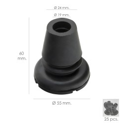 Taco Goma Baston Negro Tubo Ø 19 mm. / Base Ø 55 mm. Tipo Fuelle Bolsa 25 Unidades