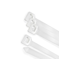Brida Nylon 100%. Color Blanco / Natural 3,6 x 370 mm. 100 Piezas. Abrazadera Plastico, Organizador Cables, Alta Resistencia