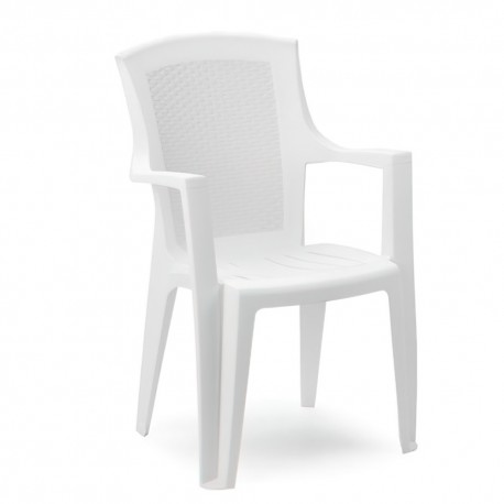 Silla Resina Ratan Respaldo Alto Blanco Eden