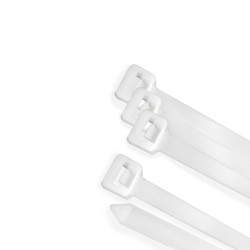 Brida Nylon 100%. Color Blanco / Natural 2,5 x 100 mm. 100 Piezas. Abrazadera Plastico, Organizador Cables, Alta Resistencia