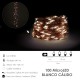 Luces Navidad 100 Microleds Blanco Calido, Cable Color Cobre Funcionamiento A Bateria (3 AA No incluidas) o Con Cable USB IP44