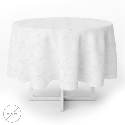 Mantel Hule Muleton Redondo Blanco Impermeable Antimanchas PVC Ø 140 cm. Uso Interior y Exterior
