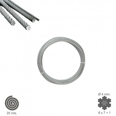 Cable Galvanizado    4 mm. (Rollo 25 Metros) No Elevacion