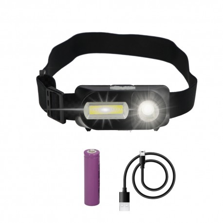 Linterna Led Frontal Cabeza Ajustable 350 Lumenes 4 Modos, Cinta Ajustable, 3 modos de luz. Fuerte, media y flash. 1200Mah