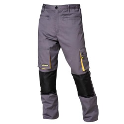 Pantalones Largos DeTrabajo, Multibolsillos, Resistentes, Rodilla Reforzada, Gris/Amarillo Talla 50/52 XL (Slim Fit)
