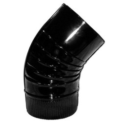 Codo Estufa Color Negro Vitrificado de  175 mm. 45°.